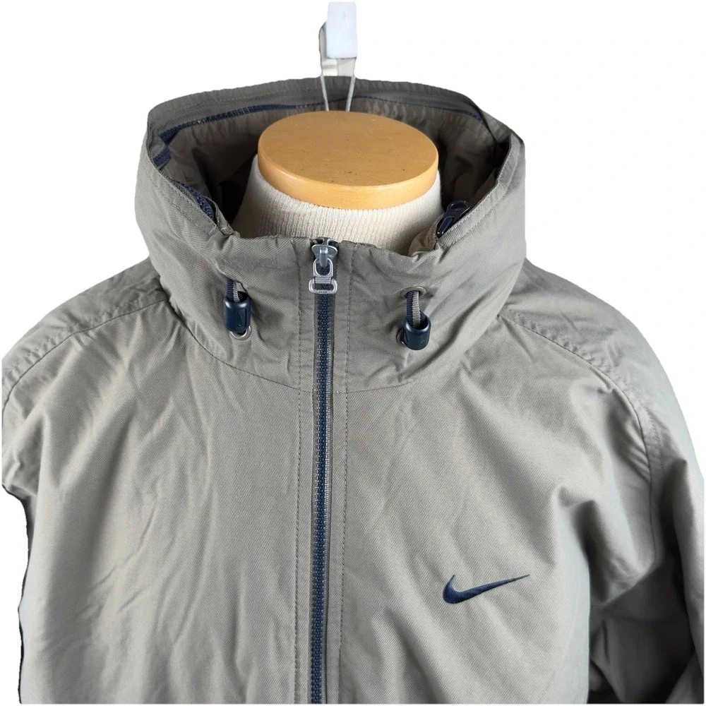 Vintage‎ 1990's Nike Men's Gray/Taupe Hooded Full Zip Windbreakers Jacket Size L - Picture 2 of 16